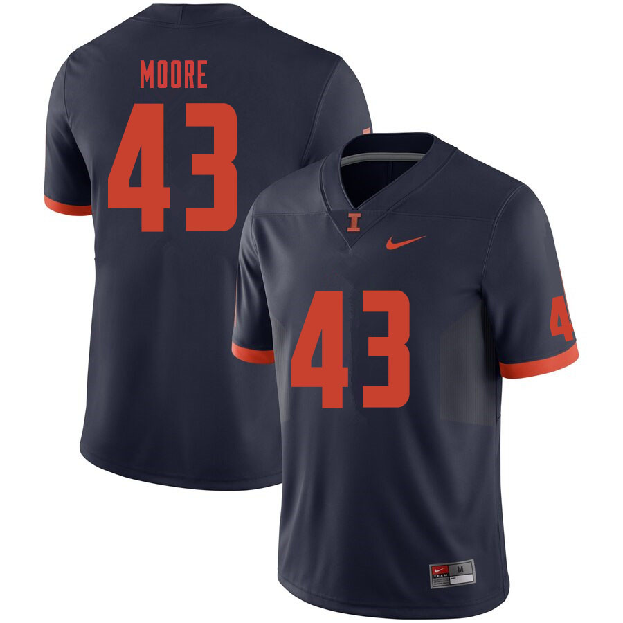 Men #43 Griffin Moore Illinois Fighting Illini College Football Jerseys Sale-Navy